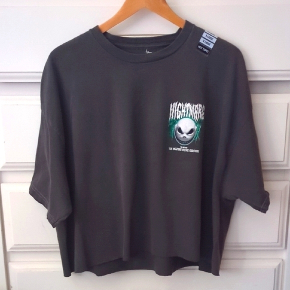 Jack Skellington Gray Metal 2 Nightmare Before Christmas Cotton Crop Tee XL NWT - Picture 1 of 6
